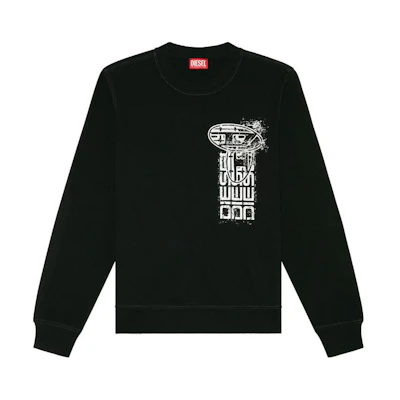 Diesel SS24 Oval-D Logo Pullover Crewneck Sweatshirt Black A125040HAYT-9XX