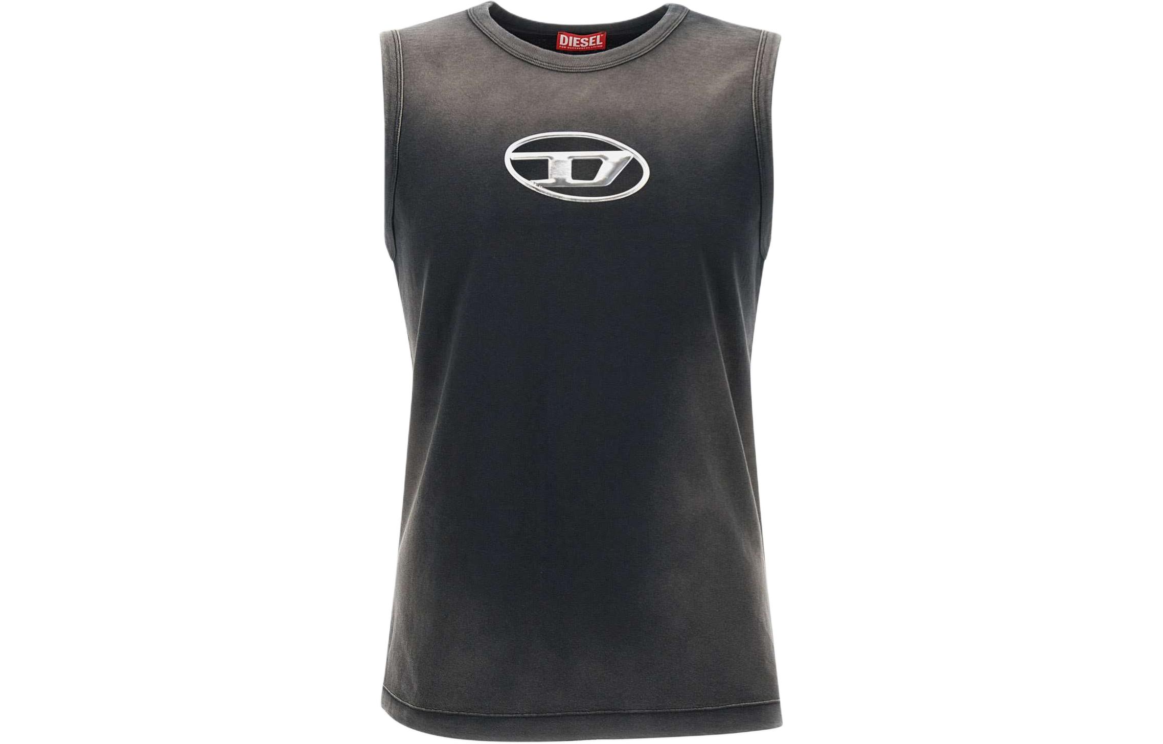 DIESEL SS24 Oval-D Loose Fit Sleeveless Tank Top with Logo Embroidery Grey Men. A136010CHBI-9XXA