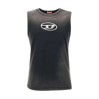 DIESEL SS24 Oval-D Loose Fit Sleeveless Tank Top with Logo Embroidery Grey Men. A136010CHBI-9XXA