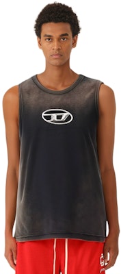 디젤 SS24 오벌-D 루즈핏 로고 자수 민소매 탱크탑 그레이 남성용. A136010CHBI-9XXA Purchase 디젤 SS24 오벌-D 루즈핏 로고 자수 민소매 탱크탑 그레이 남성용. A136010CHBI-9XXA