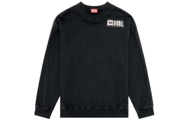 Diesel SS24 OVAL-D Oversized Crewneck Sweatshirt Black Men’s A121510AJBF-9XX