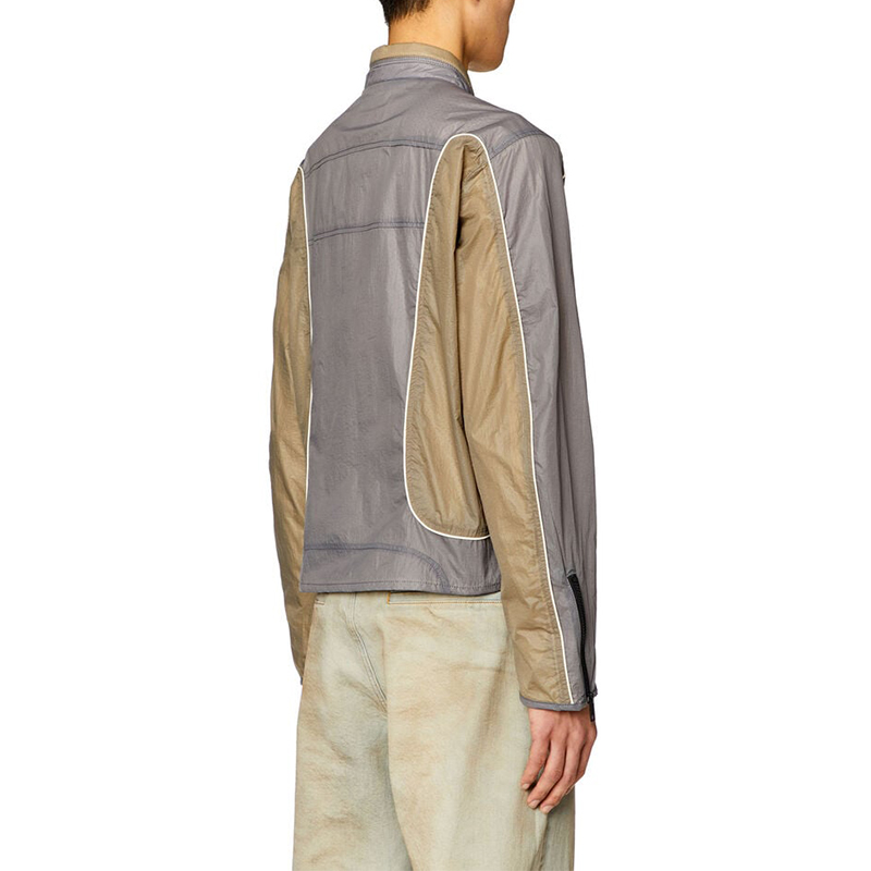 Details for 디젤 SS24 오벌-D 패치워크 집업 봄버 자켓 남성 루즈핏 그레이 브라운 A106750HJAD-9BX