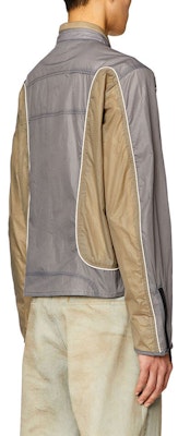 DIESEL SS24 Oval-D Patchwork Zip-Up Bomber Jacket Men’s Loose Fit Gray Brown A106750HJAD-9BX Details for DIESEL SS24 Oval-D Patchwork Zip-Up Bomber Jacket Men’s Loose Fit Gray Brown A106750HJAD-9BX