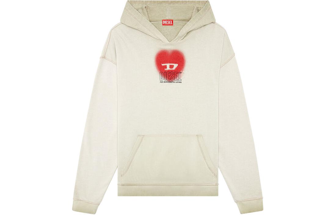 Diesel SS24 Oval-D Printed Hoodie Unisex Light Brown Pullover A133960IMAK-72S