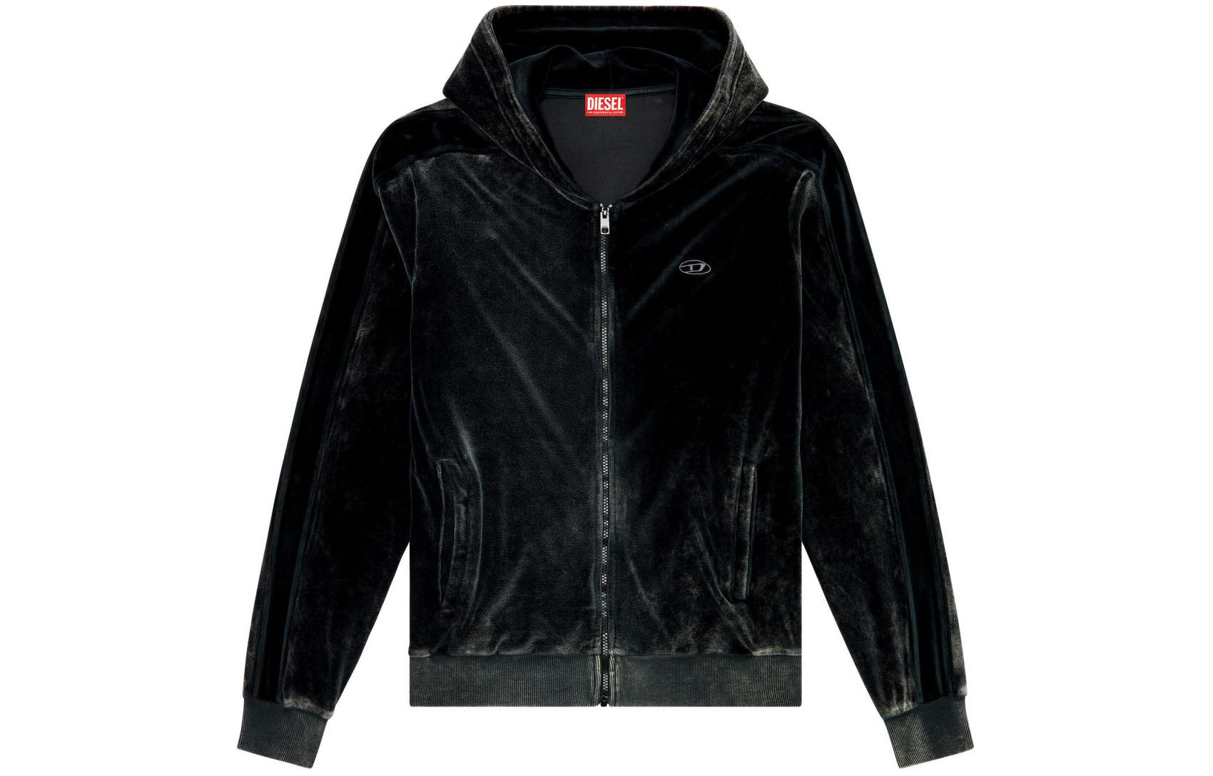 Diesel SS24 OVAL-D Series Oversized Zip Hoodie Men’s Black A121800AKAJ-9XX