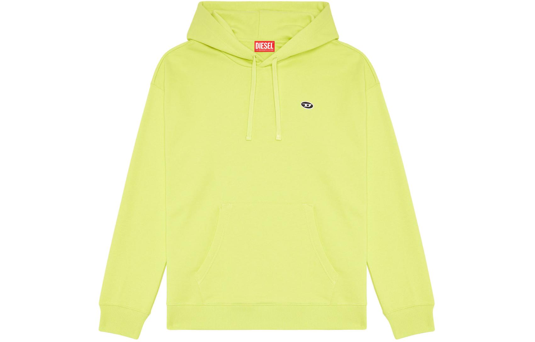 Diesel SS24 OVAL-D Series Yellow Pullover Hoodie for Men A037860BKAF-5BV