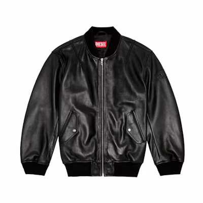 Diesel SS24 OVAL-D Solid Black Zip-Up Loose Fit Jacket A128340AKAH-9XX