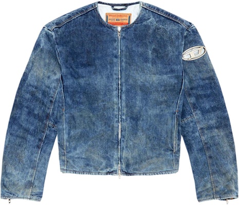 DIESEL SS24 男士复古水洗金属标志暗蓝色拉链夹克. A136490PGAX-01 Buy DIESEL SS24 男士复古水洗金属标志暗蓝色拉链夹克. A136490PGAX-01