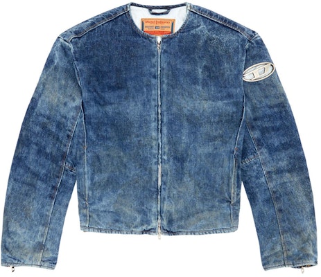 DIESEL SS24 男士复古水洗金属标志暗蓝色拉链夹克. A136490PGAX-01 Order DIESEL SS24 男士复古水洗金属标志暗蓝色拉链夹克. A136490PGAX-01