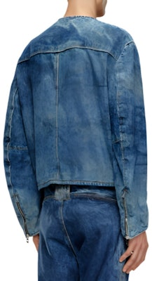 DIESEL SS24 男士复古水洗金属标志暗蓝色拉链夹克. A136490PGAX-01 Shop DIESEL SS24 男士复古水洗金属标志暗蓝色拉链夹克. A136490PGAX-01