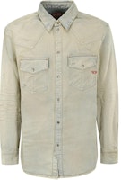 DIESEL SS24 Oval-D Washed Button-Up Long Sleeve Shirt Grey Men A0351909H6-001 DIESEL SS24 Oval-D Washed Button-Up Long Sleeve Shirt Grey Men A0351909H6-001