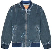 DIESEL SS24 OVAL-D Washed Denim Jacket with Zip Pockets Deep Blue. A1312009I47-01 DIESEL SS24 OVAL-D Washed Denim Jacket with Zip Pockets Deep Blue. A1312009I47-01