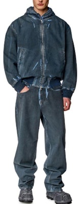 DIESEL SS24 OVAL-D Washed Denim Jacket with Zip Pockets Deep Blue. A1312009I47-01 Lookbook DIESEL SS24 OVAL-D Washed Denim Jacket with Zip Pockets Deep Blue. A1312009I47-01