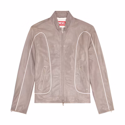 Diesel SS24 OVAL-D Zip Pocket Logo Trim Jacket Light Grey A129940IMAZ-9BX