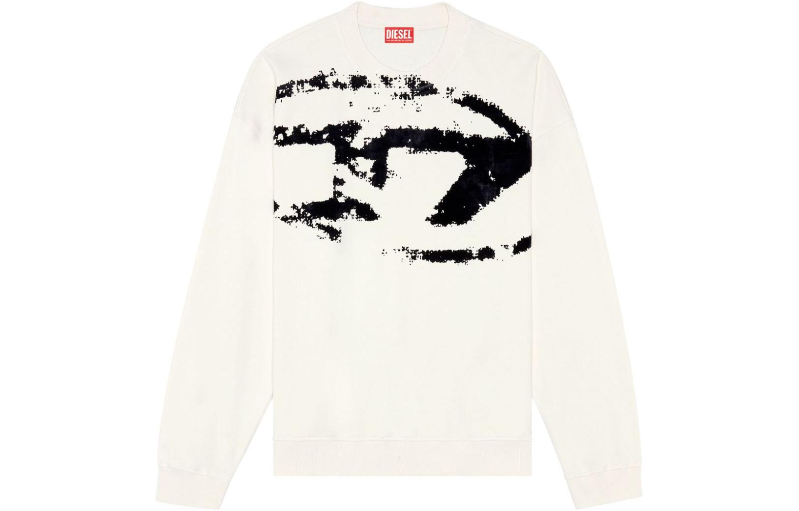 Diesel SS24 Oval D Cotton Crewneck Pullover Long Sleeve Sweatshirt White Men A130510DQAK-WHITE
