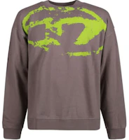 Diesel SS24 Oval D Graffiti Print Fluorescent Green Crewneck Sweatshirt Grey Men A130510DQAK-9BX Diesel SS24 Oval D Graffiti Print Fluorescent Green Crewneck Sweatshirt Grey Men A130510DQAK-9BX