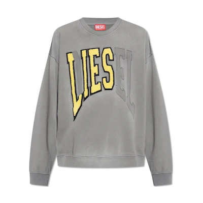 Diesel SS24 Printed Crewneck Pullover Sweatshirt Gray Long Sleeve A121240EPAI-9BX