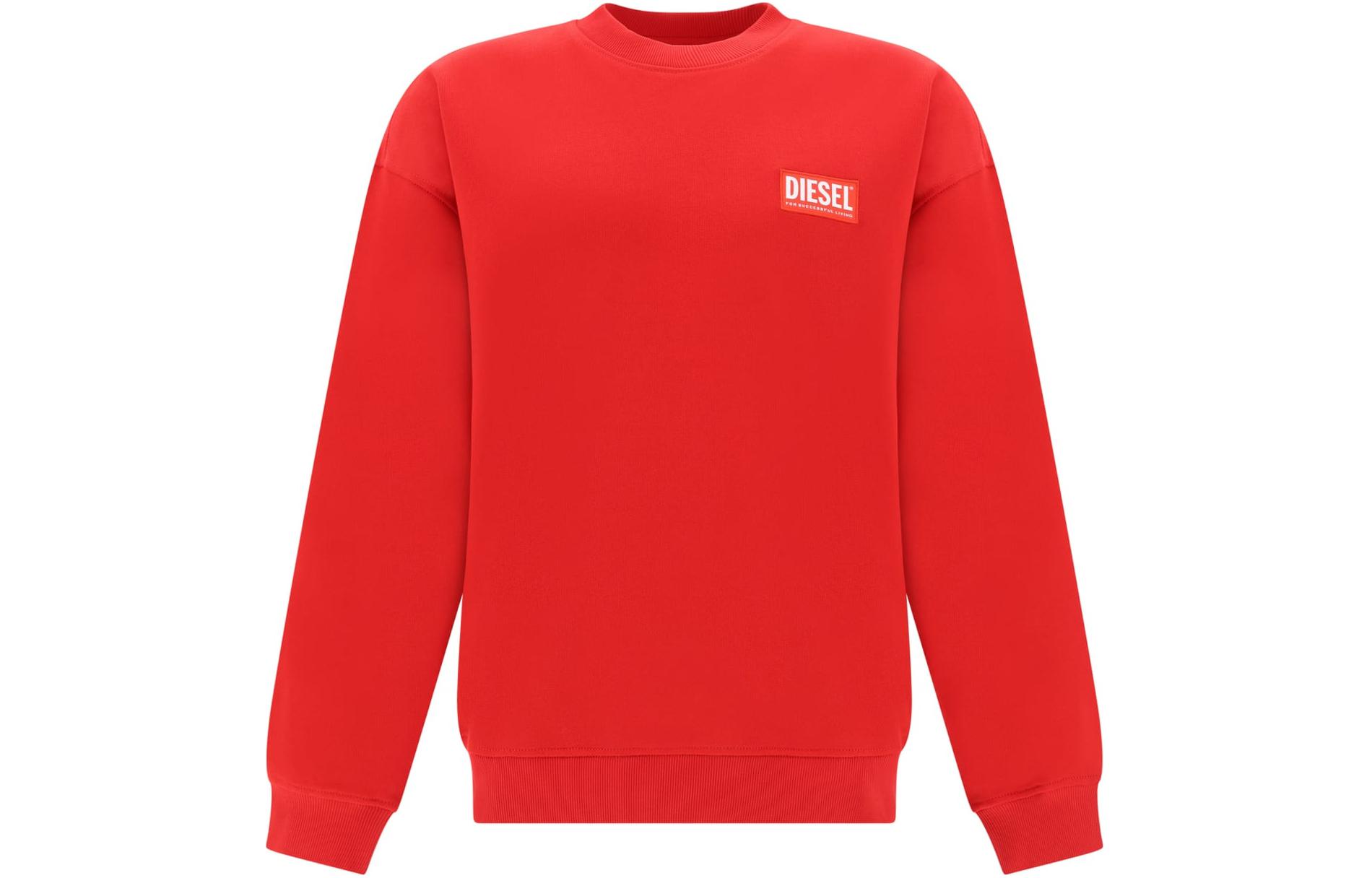 Diesel SS24 Red Crewneck Pullover Sweatshirt with Letter Print Design A115910ILAC-42A