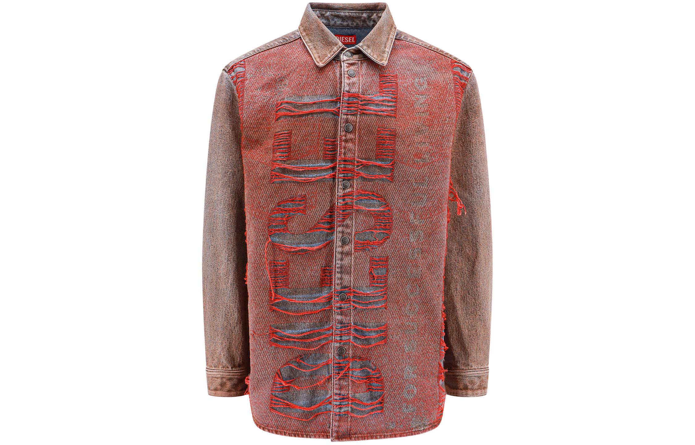 Diesel SS24 Red Denim Long-Sleeve Jacket with Lapel Collar A13010003H-W01