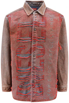 Diesel SS24 Jaket Denim Merah Lengan Panjang dengan Kerah Lapel A13010003H-W01 Buy Diesel SS24 Jaket Denim Merah Lengan Panjang dengan Kerah Lapel A13010003H-W01
