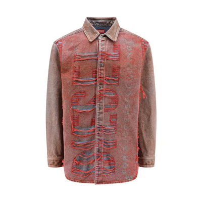 Diesel SS24 Red Denim Long-Sleeve Jacket with Lapel Collar A13010003H-W01