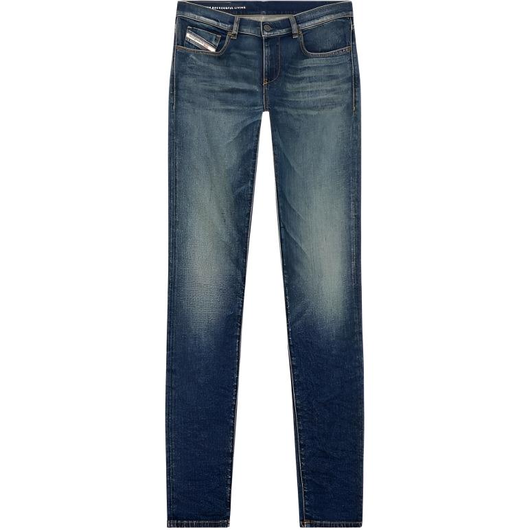 DIESEL SS24 Straight-Leg Zipper Pocket  Jeans Deep Blue. A0355809H49-01