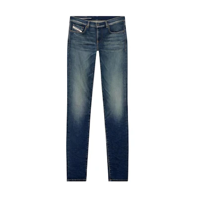 DIESEL SS24 Straight-Leg Zipper Pocket Jeans Deep Blue. A0355809H49-01