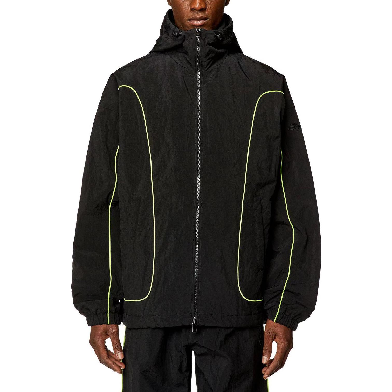 Lookbook Diesel SS24 條紋對比縫線連帽拉鍊棉質外套 A120970HJAE-9XX