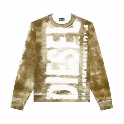 Diesel SS24 Vintage Print Crewneck Long Sleeve Sweatshirt Green - A086640NFAV-5FP