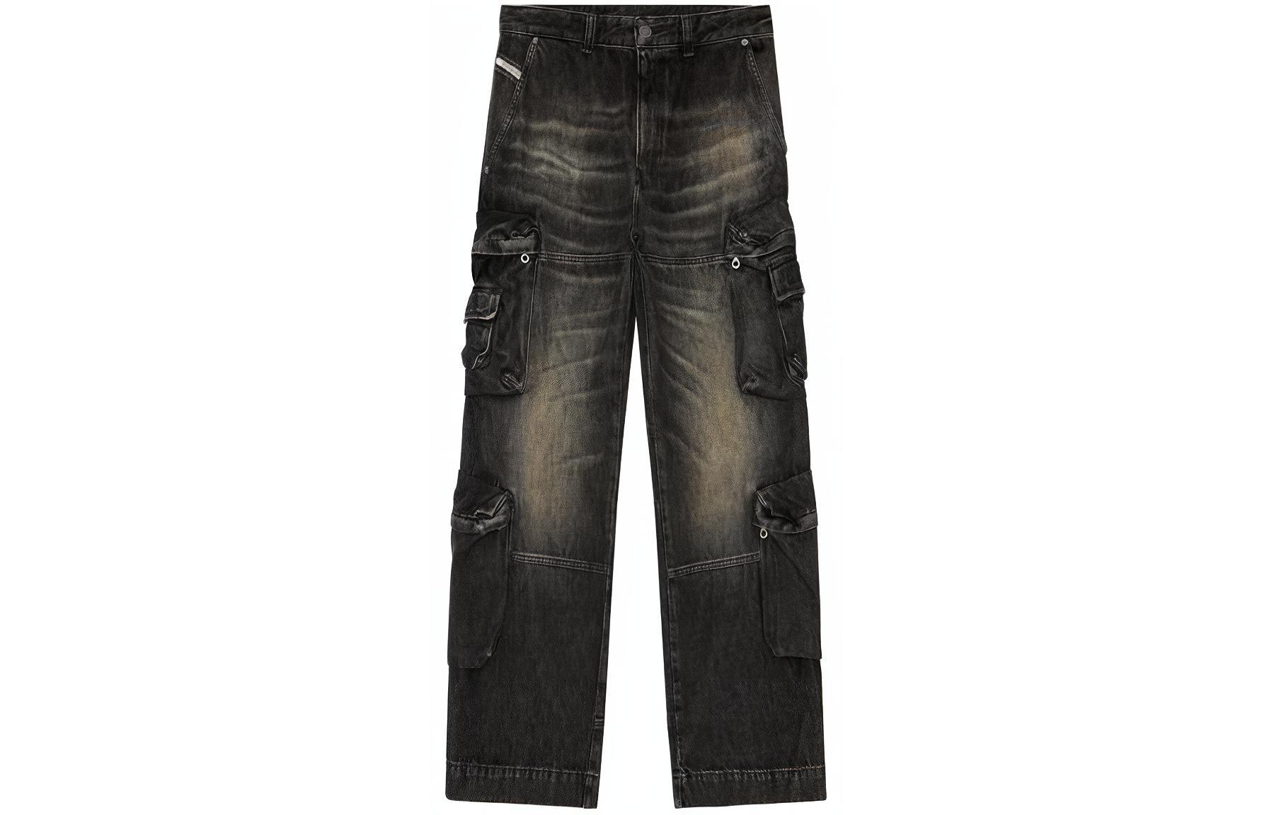 DIESEL SS24 Washed Distressed Wide-Leg Zip Jeans Men’s - Dark Blue. A130880GHAA