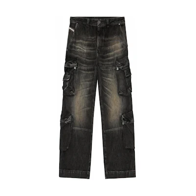 DIESEL SS24 Washed Distressed Wide-Leg Zip Jeans Men’s - Dark Blue. A130880GHAA