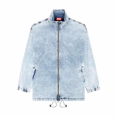 DIESEL SS24 Washed Zip-Up Bomber Jacket Men’s Light Blue A143390CBCW-01