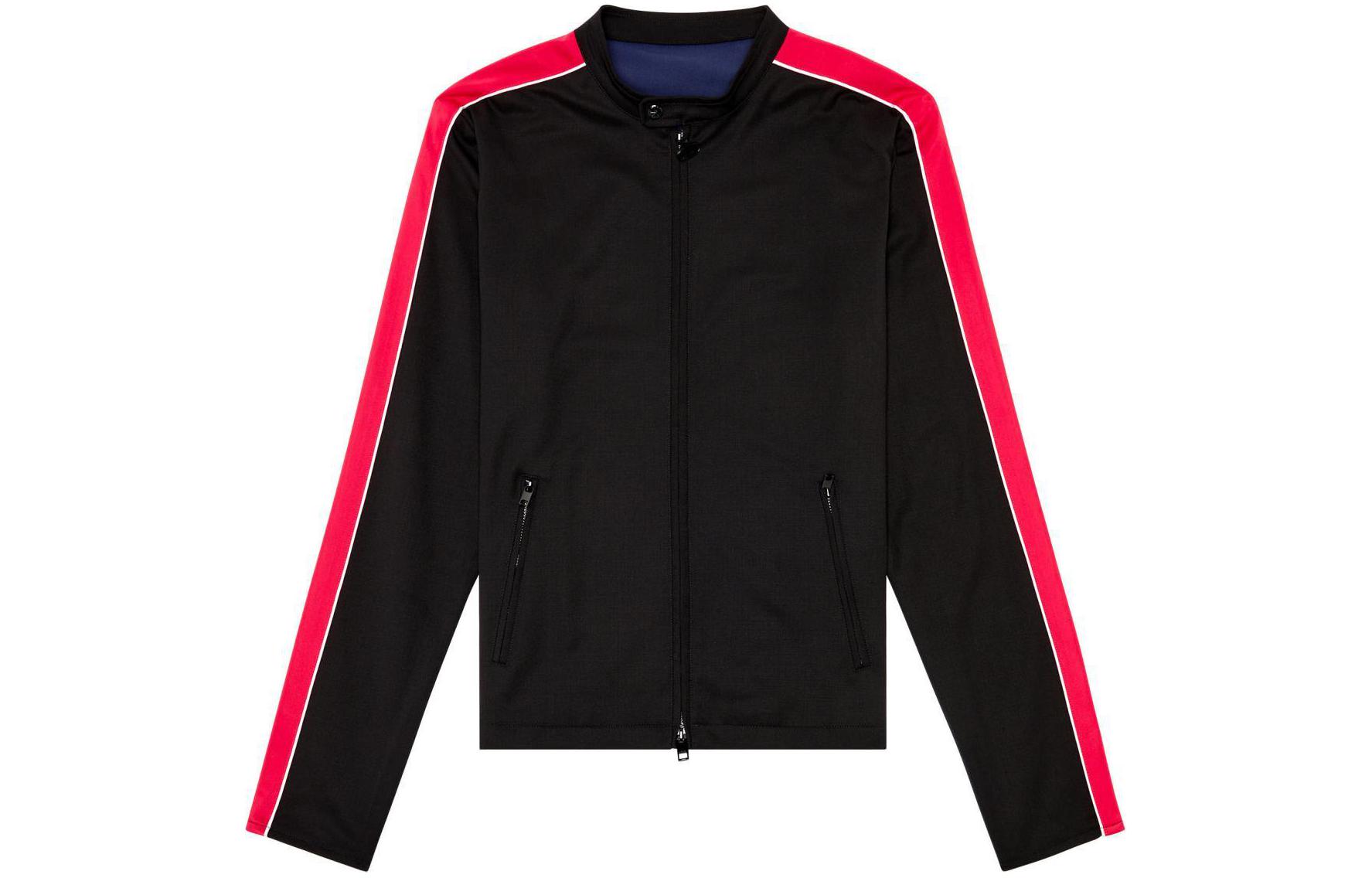 Diesel SS24 Zip-Up Stand Collar Jacket Black Blue A120940CLAI-9XXB