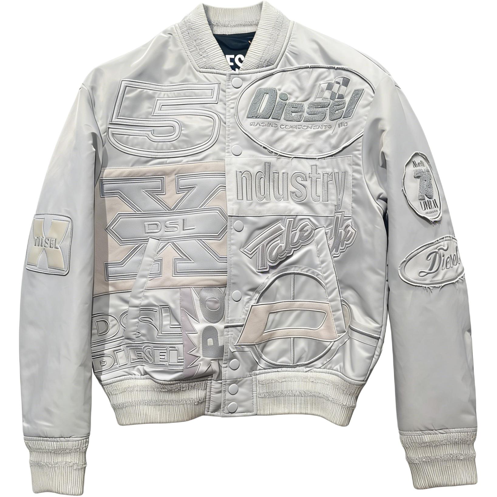 Diesel SS26 Retro Lettering Long-Sleeve Button-Up Baseball Jacket Unisex A04982-RBABG-97V