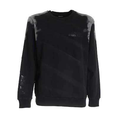 Diesel Tie-Dye Logo Print Crewneck Long Sleeve Sweatshirt Men’s Black Fall A020020BDAH9XXA