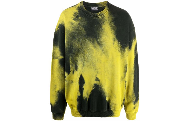 Diesel Tie-Dye Loose Fit Crewneck Sweatshirt Men’s Yellow A032770TCAN21IA