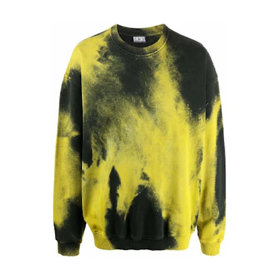 Diesel Tie-Dye Loose Fit Crewneck Sweatshirt Men’s Yellow A032770TCAN21IA