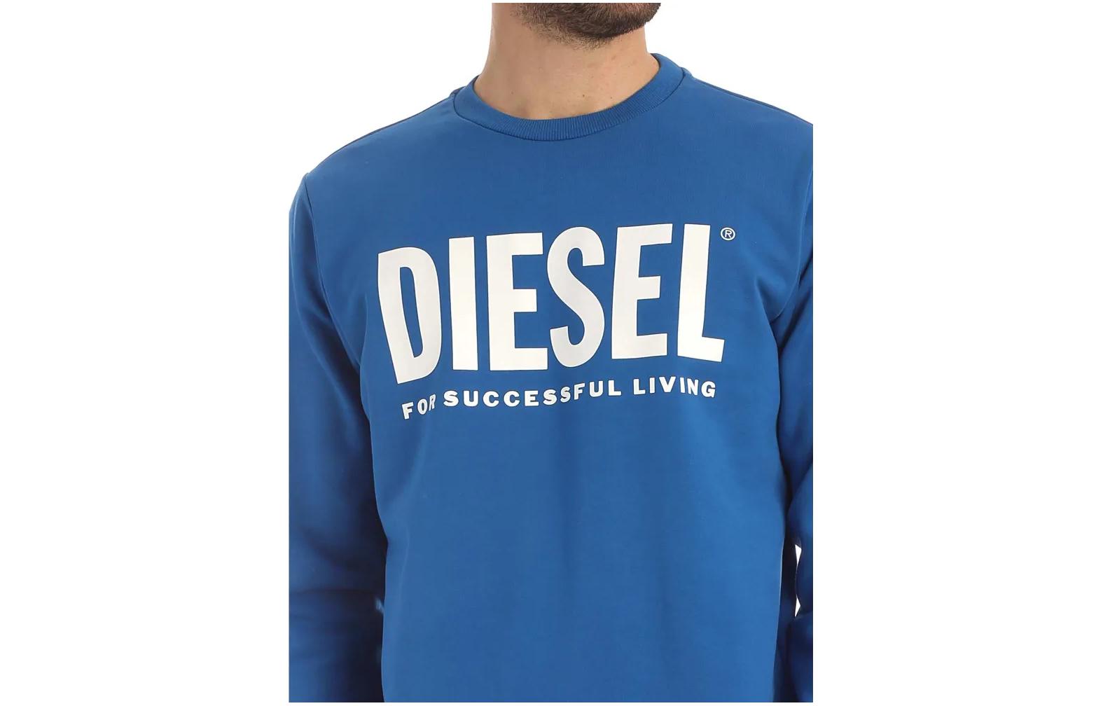 Diesel Unisex Blue Cotton Logo Long Sleeve Sweatshirt 00SWFH-0BAWT-8II