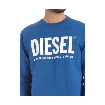 Diesel Unisex Blue Cotton Logo Long Sleeve Sweatshirt 00SWFH-0BAWT-8II