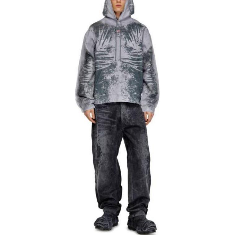 Diesel Unisex Solid Color Hoodie Long Sleeve - Gray A14190068NC01