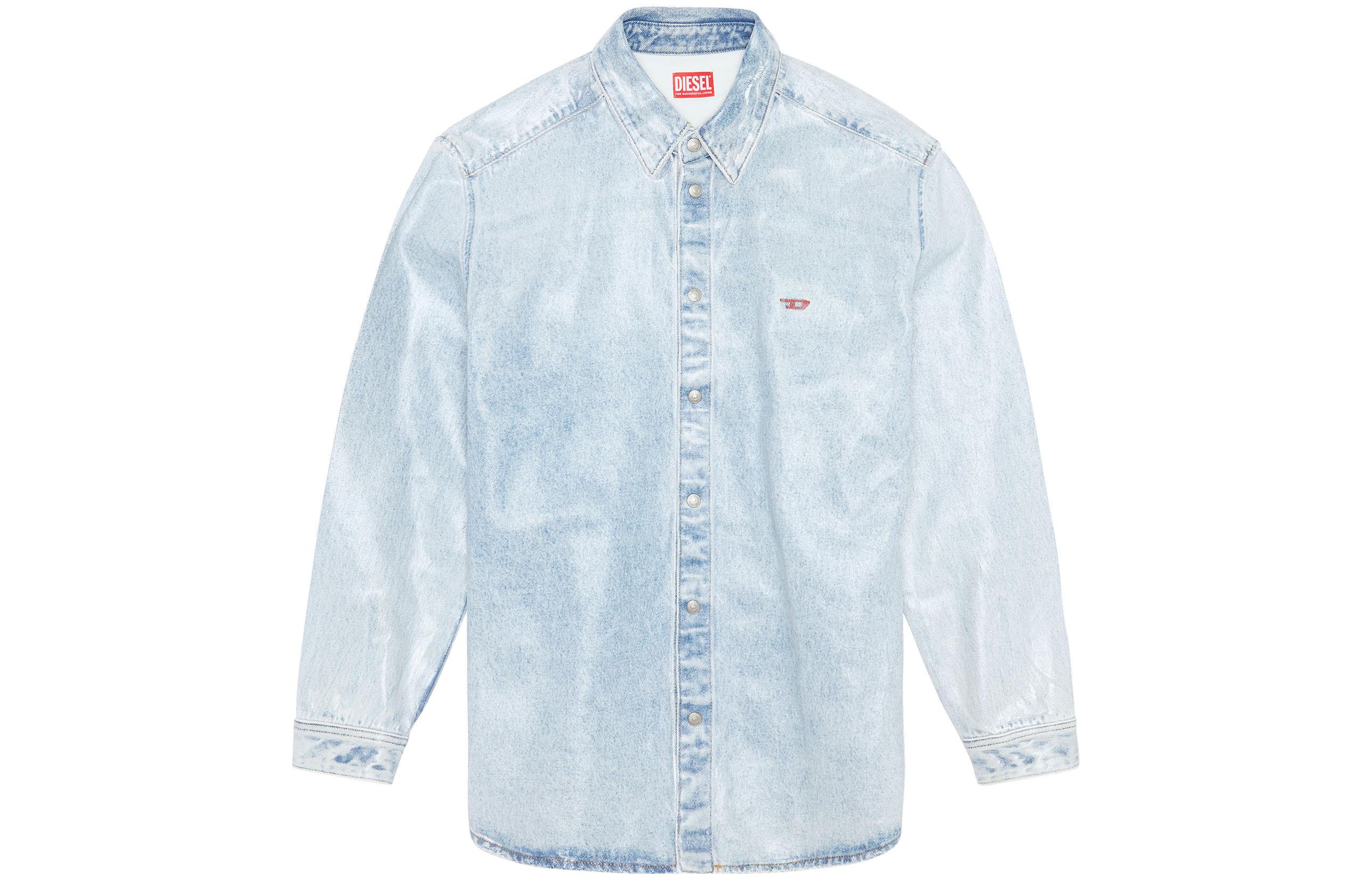 Diesel Waxed Solid Casual Denim Jacket Blue A07111007H801