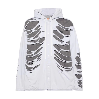Diesel White Colorblock Distressed Hole Design Hooded Sweatshirt A130220JGA-I02