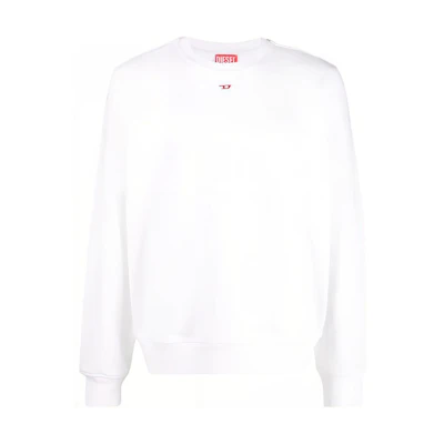 Diesel White Cotton Crewneck Pullover Sweatshirt with Applique Details A040750BAWT100