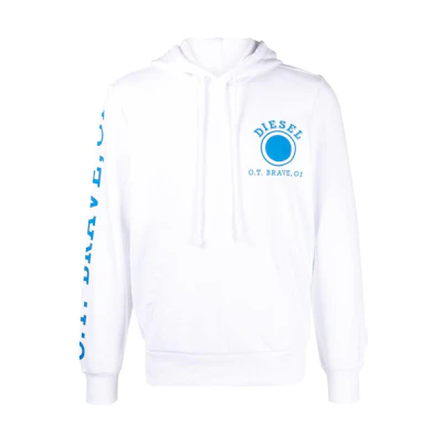 Diesel White Cotton Hoodie Pullover Long Sleeve Sweatshirt A110610HAYT-WHITE