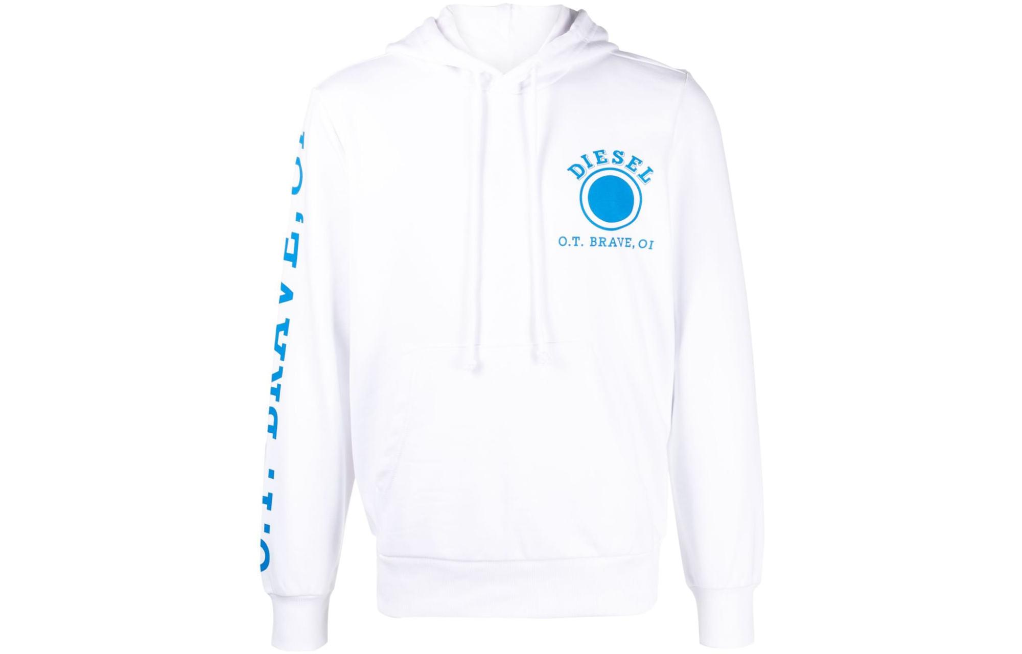 Order Diesel White Cotton Hoodie Pullover Long Sleeve Sweatshirt A110610HAYT-WHITE