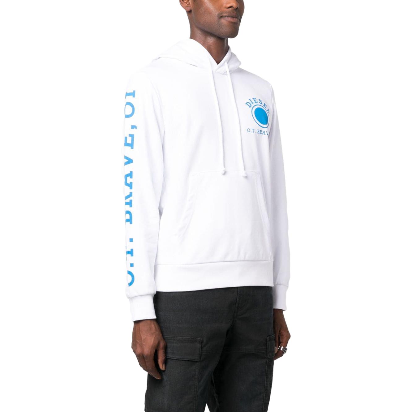 Lookbook Diesel White Cotton Hoodie Pullover Long Sleeve Sweatshirt A110610HAYT-WHITE