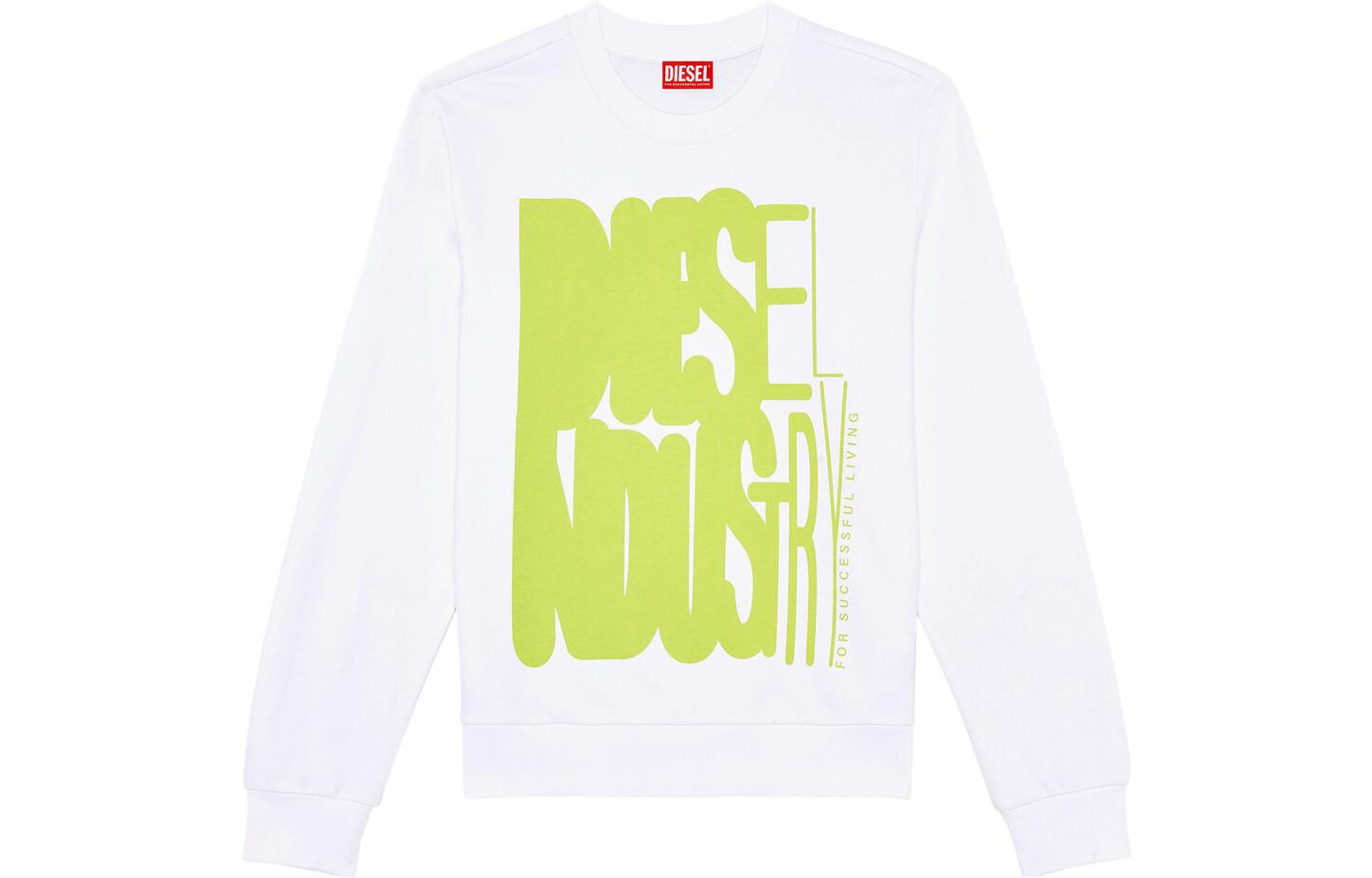 Diesel White Crewneck Long-Sleeve Sweatshirt with Letter Print A115490HAYT-100
