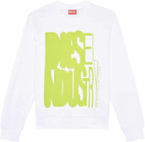 Diesel White Crewneck Long-Sleeve Sweatshirt with Letter Print A115490HAYT-100 Diesel White Crewneck Long-Sleeve Sweatshirt with Letter Print A115490HAYT-100
