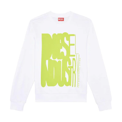 Diesel White Crewneck Long-Sleeve Sweatshirt with Letter Print A115490HAYT-100