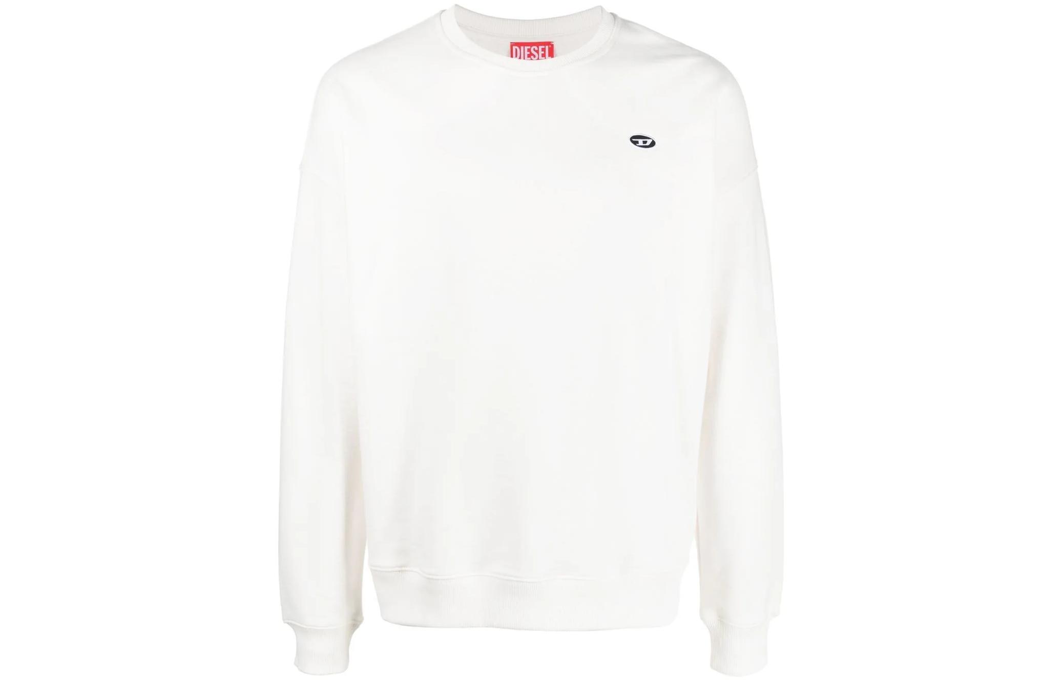 Diesel White Crewneck Sweatshirt with Embroidered Logo A037850BKAF141